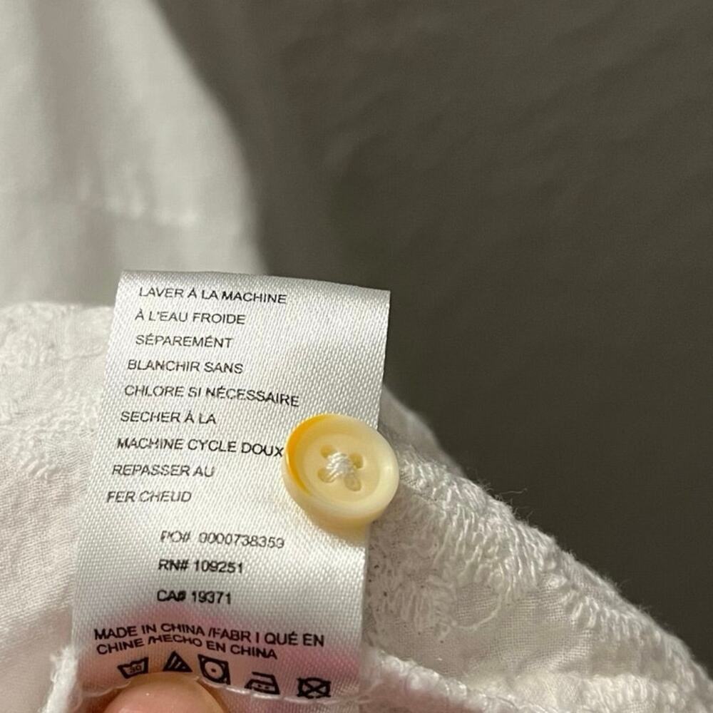 Anthropologie Isabella Sinclair White Embroidered Lace Blouse Button Up Boho M - Picture 8 of 11